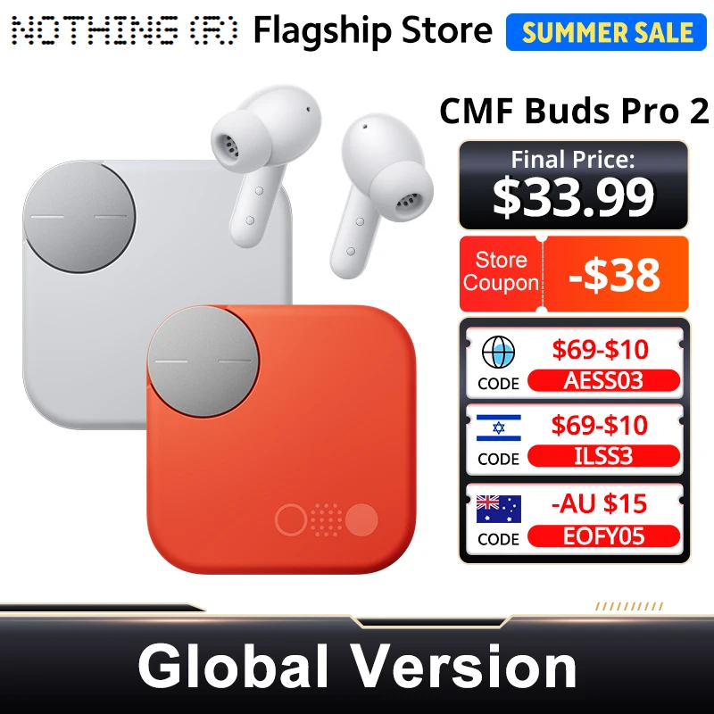 Nothing CMF Buds Pro 2 Nothing Earphone Bluetooth 5.3 with 50 dB Hybrid Active Noise Cancellation 6 HD MICS IP55 Global Version