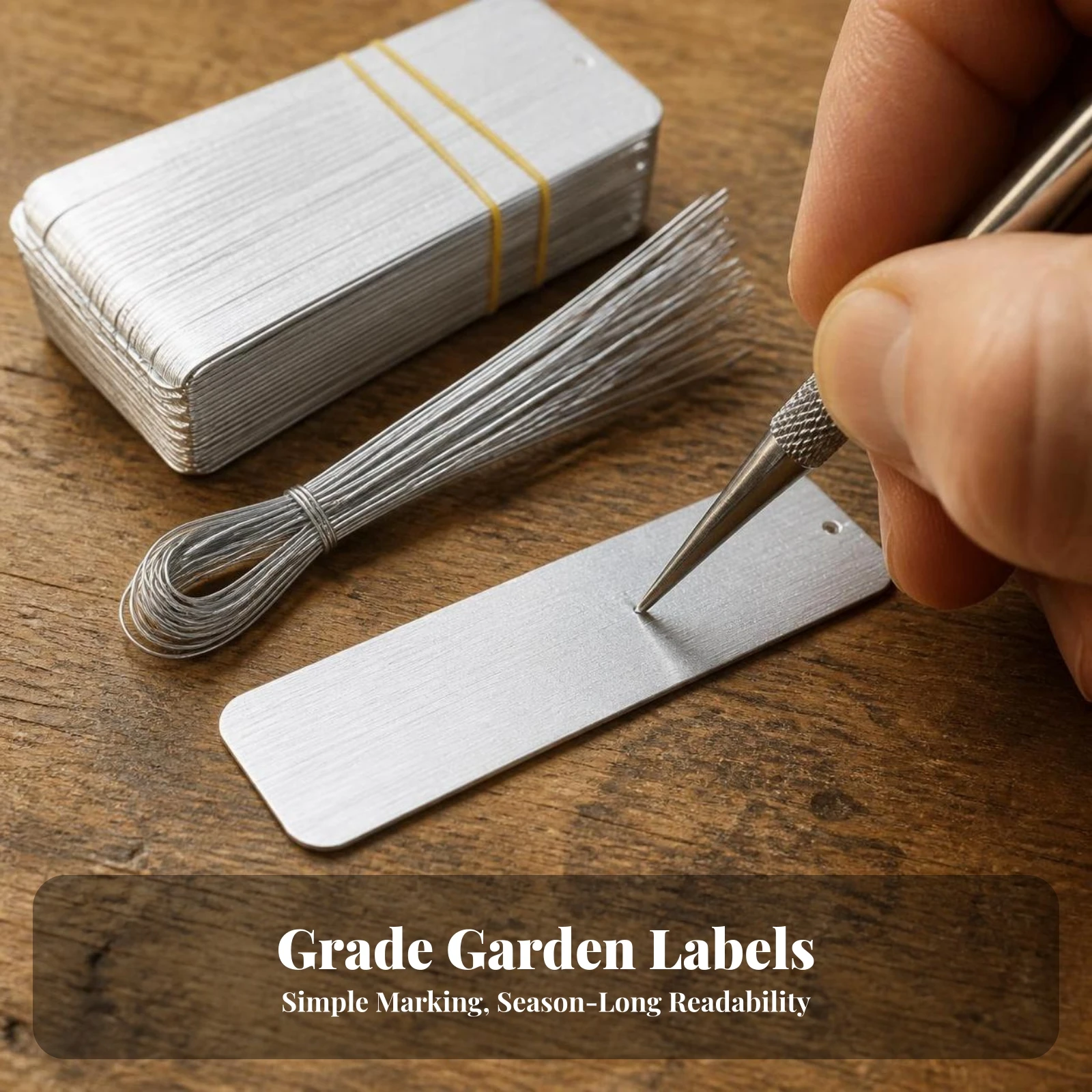 100 Pieces Aluminum Plant Tags Waterproof Aluminum Plant Tag with Hanging Wire Write-on Garden Marker with Wire for Gardeners