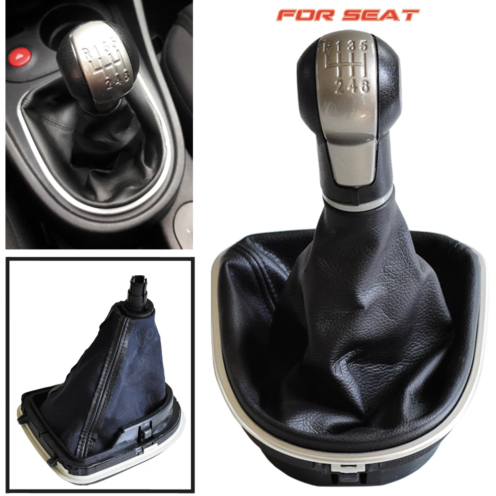 Car Gear Shift Knob MT Handball 5 6 Speed With Dustproof Cover Complete sets For Seat Altea 2004-2012 Leon II Toledo III