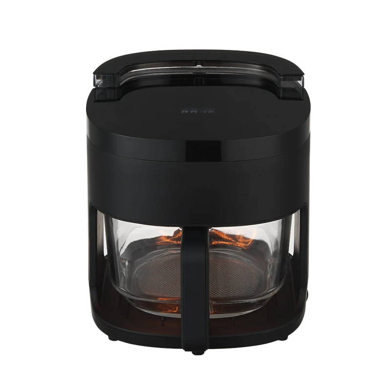 Square Clear Glass Pot Air Fryer House Digital Control Display Automatic Water Spray Electric Oven 4.2L 1300W Plastic Hornos TOC