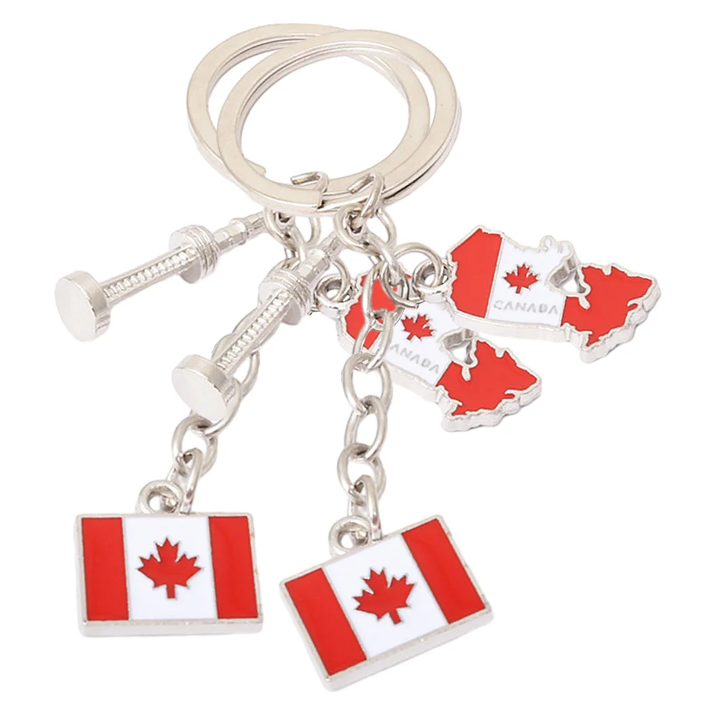 2pcs Flag Key Rings Canadian Flag Keychain Souvenir Flag Key Chain Bag Pendant flag key fob canada flag keychain