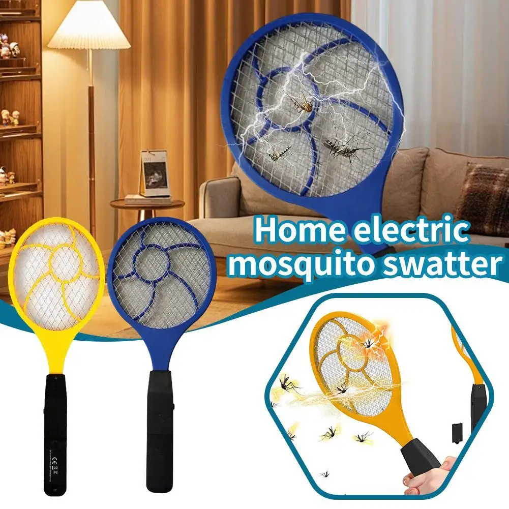 

Summer Mosquito Killer Triple Nets Battery Power Fly Swatter Pest Household Electric Zapper Racket Wireless Long Handle