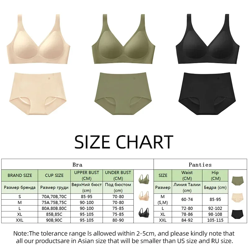 SUJIIN Push-up Bra and Panty Set for Women Wireless Comfortable Seamless Smothing Bras Female Underwear Thin Bralette MX208+N185