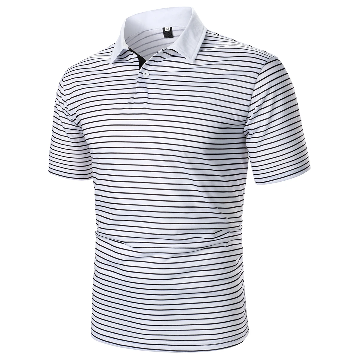 Men Short Sleeve Polo Shirt Contrast Stripe Black Striped Men Top Trending Casual Street Men Lapel Polo Shirt