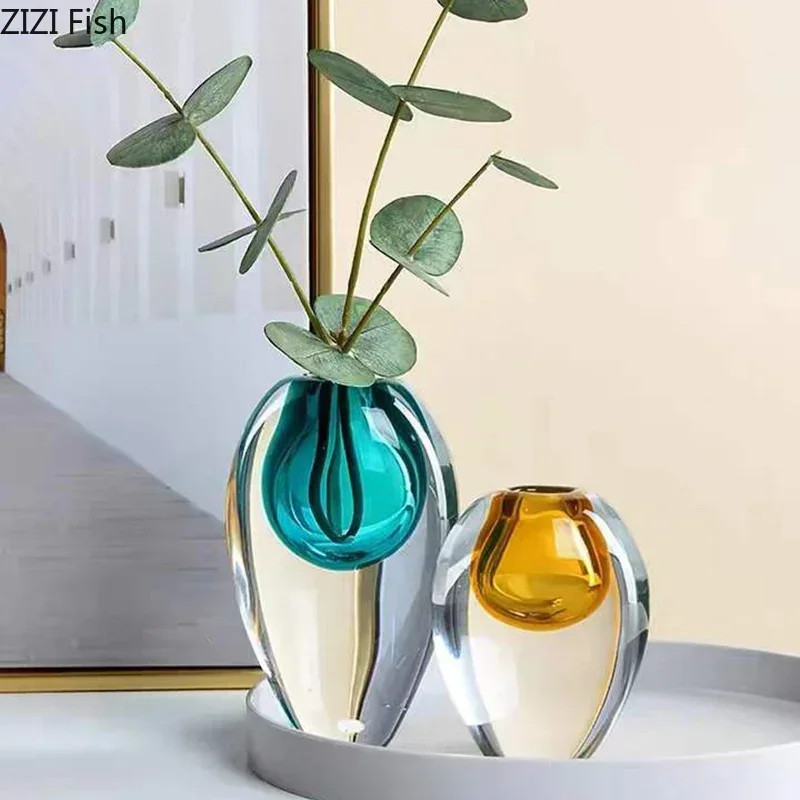 Flower Decoration Pots Desk Flower Floral Arrangement Vases Modern Home Decor Color Gradient Glass Vase Transparent Hydroponic