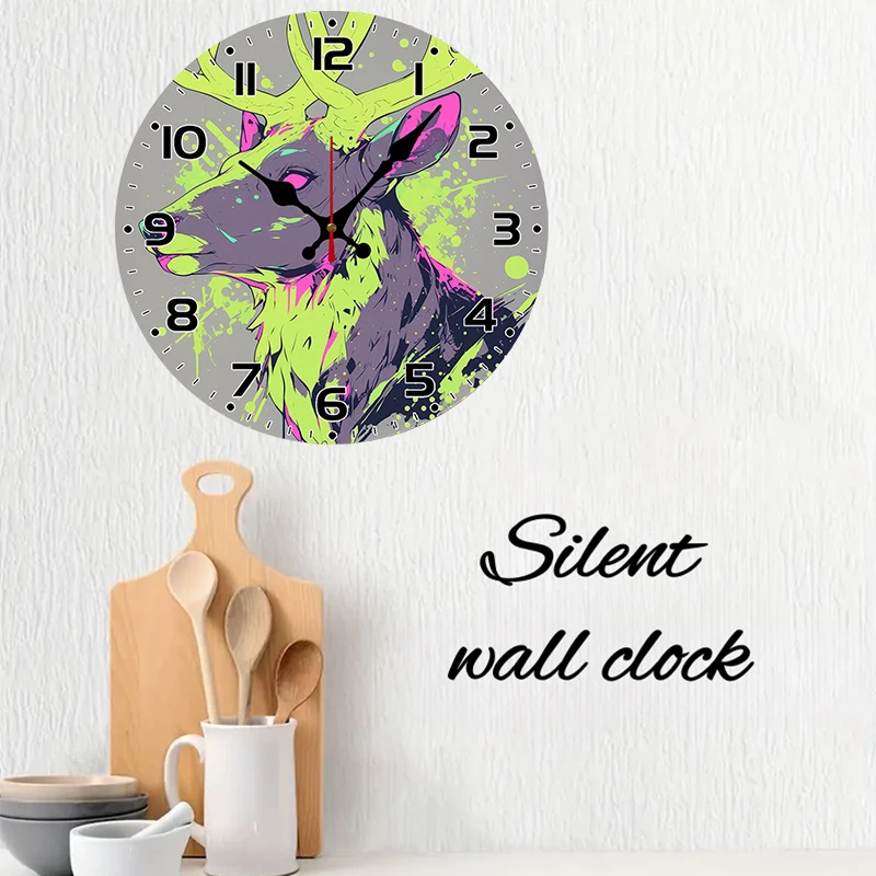 ساعة حائط معلقة خشبية مستديرة صامتة من Pixel Elk، مناسبة لغرفة المعيشة والمكتب وغرفة الدراسة وغرفة النوم والديكور المنزلي