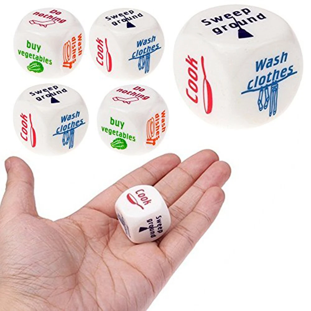 2Pcs Housework Challenges Dice for Family/Housework Decider Dice Fun Game Dice Chores Housework Dice/Household Dice