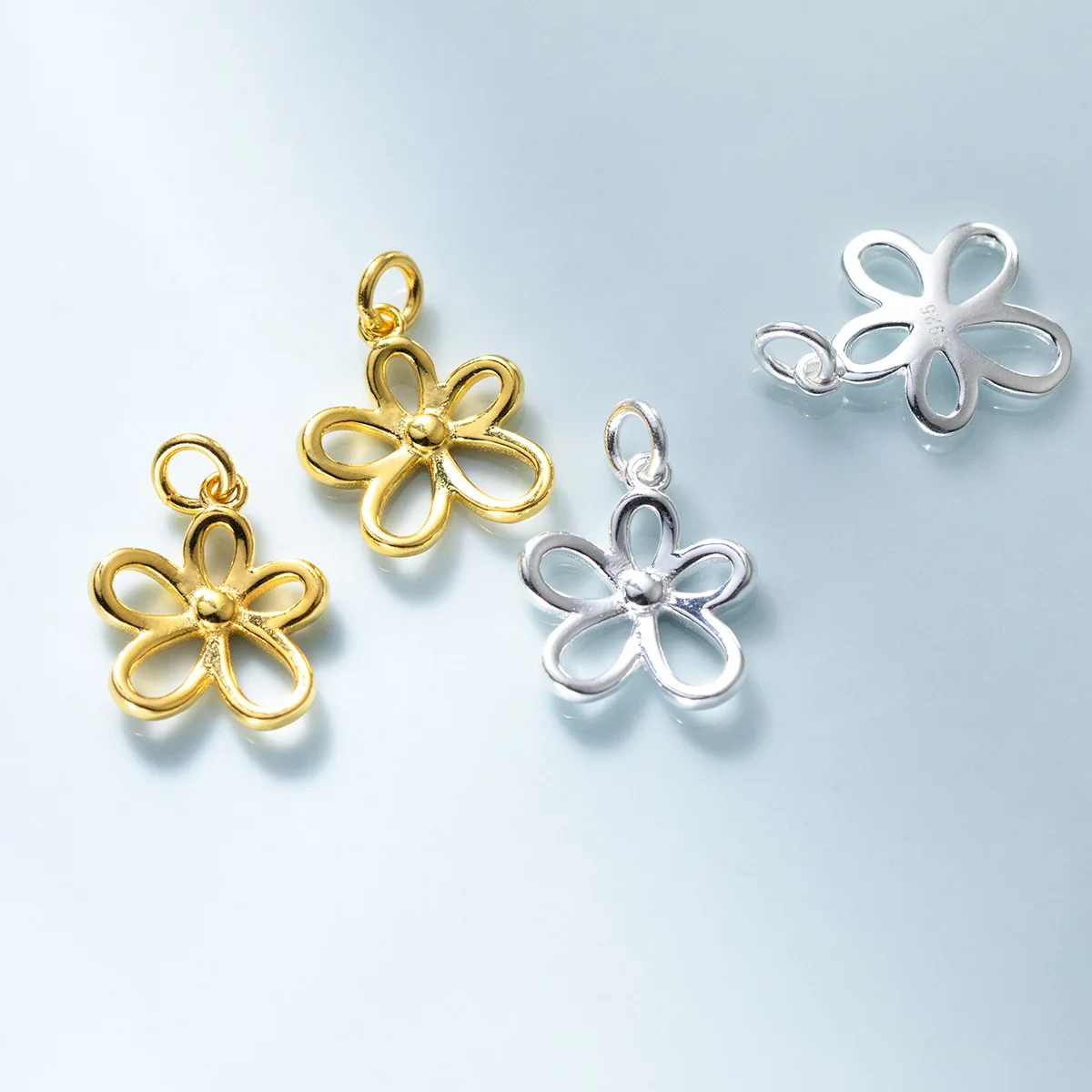 1pc 925 Sterling Silver Hollow Flower Fancy Jewelry Charms 12.5x11x1.8mm 100% Silver Pendants DIY Necklace Bracelets Handicrafts