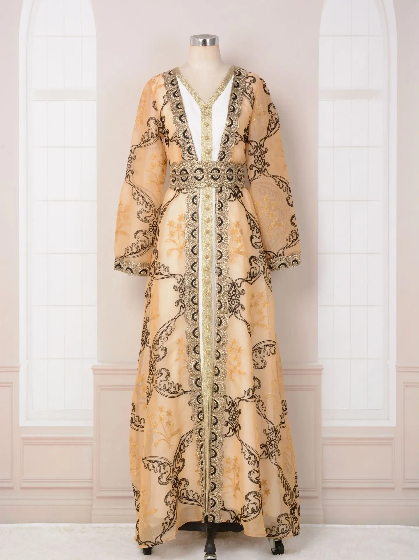 Fausse robe deux pièces brodée, mode musulmane arabe, Abaya Dubaï, MT100, nouveau