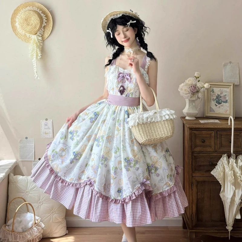 

Японское милое платье Лолиты Jsk, женское винтажное элегантное платье с оборками и кружевом на бретельках, Harajuku Y2k Kawaii, мини-платья для чаепития