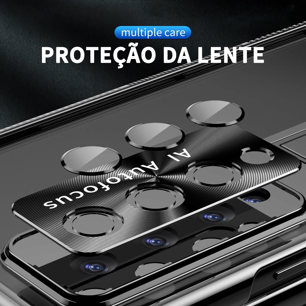 Magnetic Cover for Samsung Galaxy Z Fold 3 and 4 Phone Case with S Pen Tempered Film Kickstand, Full Protection, Fashion