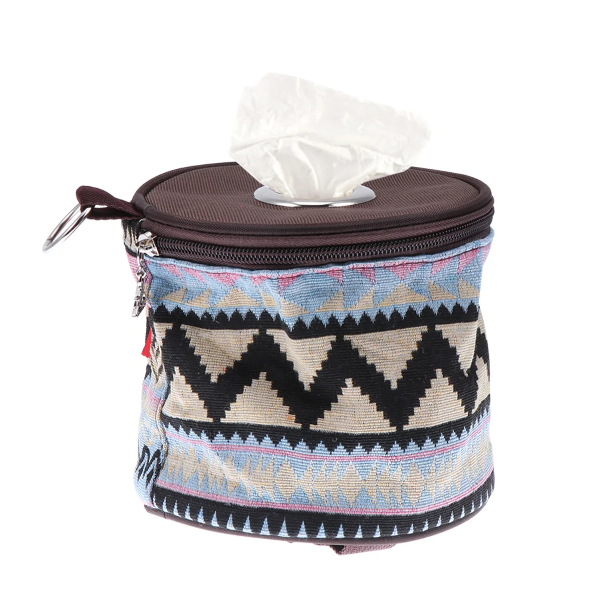 

1Pcs Ethnic Style Tissue Box Holder Non-Woven Material Portable Napkin Storage Bag for Car Outdoor Camping Pink Blue