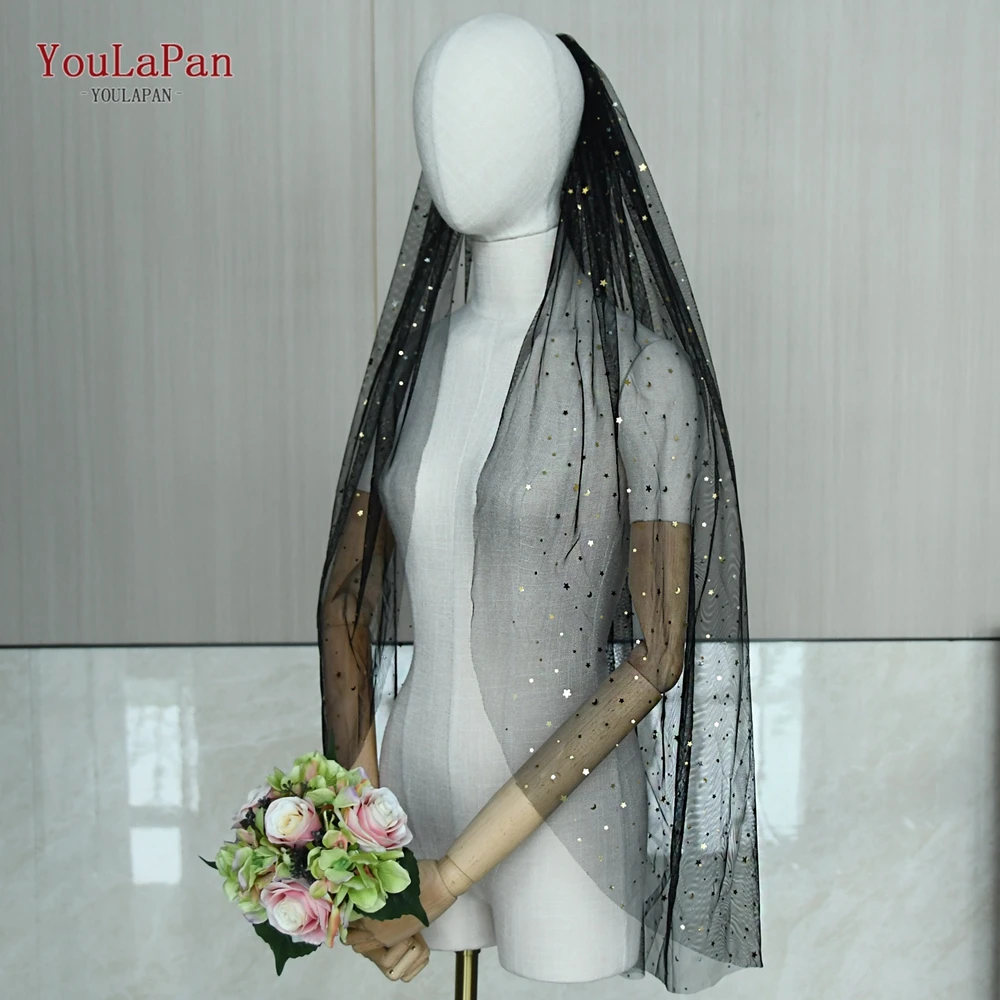 Youlaman-Fil noir VGene, bande de patients, accessoires d'enterrement de vie de garçon, Amandas, voile de mariage flash pour petite amie, voile court pour Halloween