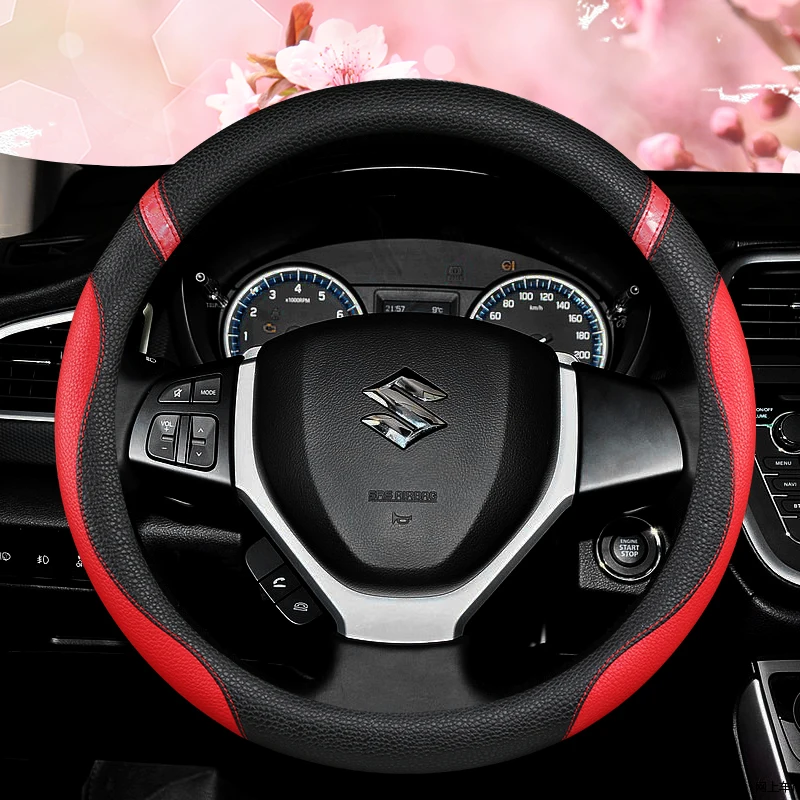 PU Leather Car Steering Wheels Cover 38cm For Suzuki Swift 2011-2016 Vitara 2015-2019 Celerio 2015 - 2019 SX4 S-CROSS 2013-2019