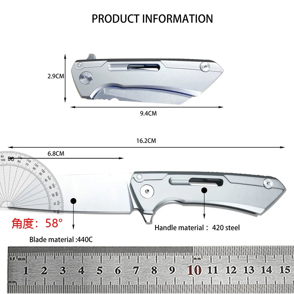 Pocket High Quality All Steel CNC Ball Bearing Flipper Folding Knife  D2 Tanto Blade EDC Knives Outdoor Camping Hunting Tool