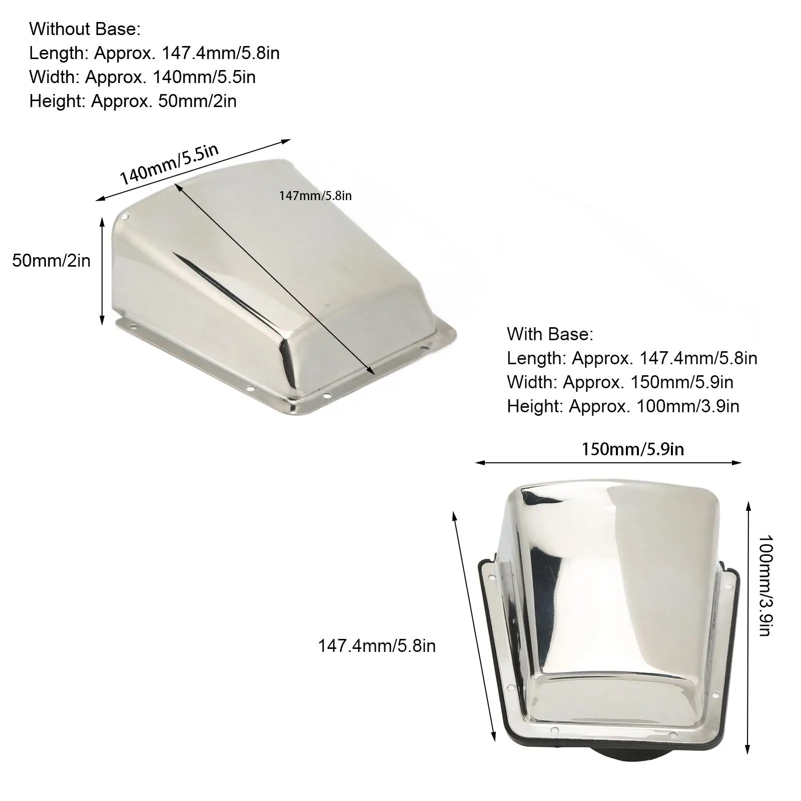 Ventilateur de Capot Marin avec Base en Nylon, Résistant à l'Humidité et à la Rouille, en Acier Inoxydable 304, pour Yachts