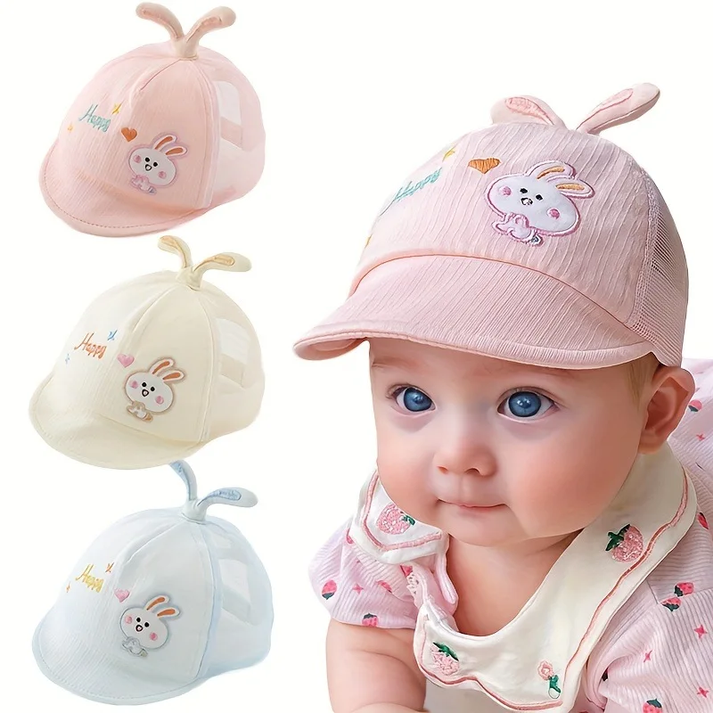 0-6Months Baby Mesh Duck Tongue Cap Cute Rabbit Sunshade Peaked Hat Newborn Sun Visors Summer Kids Baseball Hats