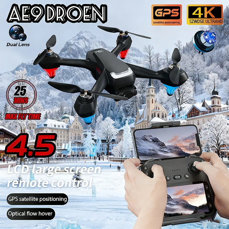 

New AE9 GPS RC Drone RC 4K Dual Camera 5G Laser obstacle avoidance 4.5-inch LCD intelligent screen control long endurance RC Toy