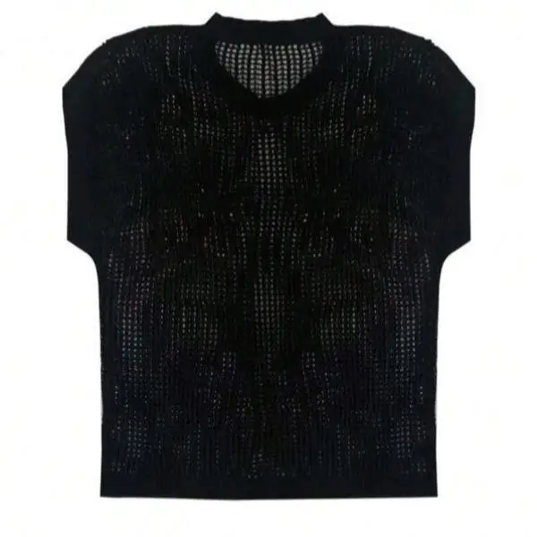 Men's Knitted round Ne Sweater Floral Design Thi Coolmax Fiber Ciwalk  Collar Inner Wear Non-deformable