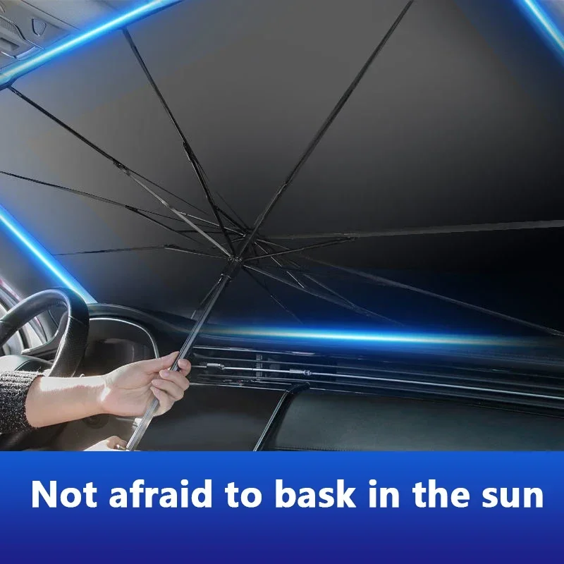 

Car Windshield Sunshade Umbrella 360° Rotation Flexible Handle Front Window UV Protection Heat Insulation Foldable Car Sunshade