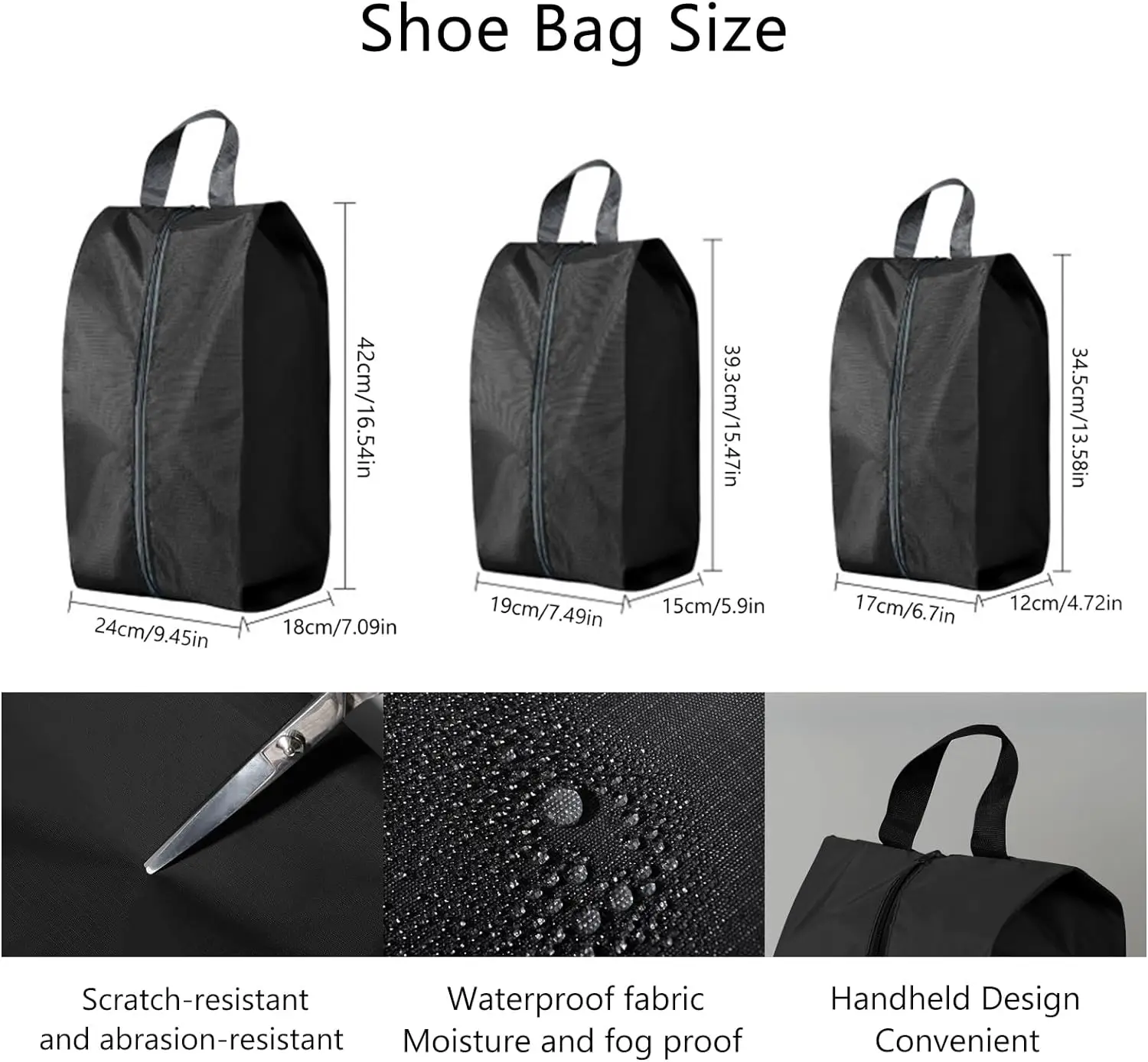 3PCS/Set Foldable Shoes Storage Bags Travel Organizer Nylon Shoes Bag With Zipper Pouch Case Waterproof Pocket Shoes Organizer