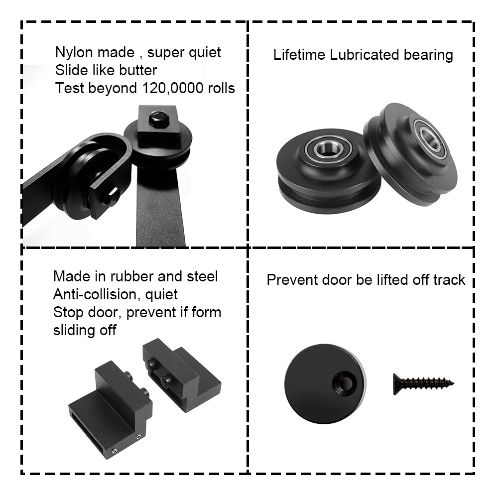 Imagem -05 - Duplo Deslizante Barn Door Hardware Kit Kit Bypass Single Track Fácil de Instalar Fit 48 Wide