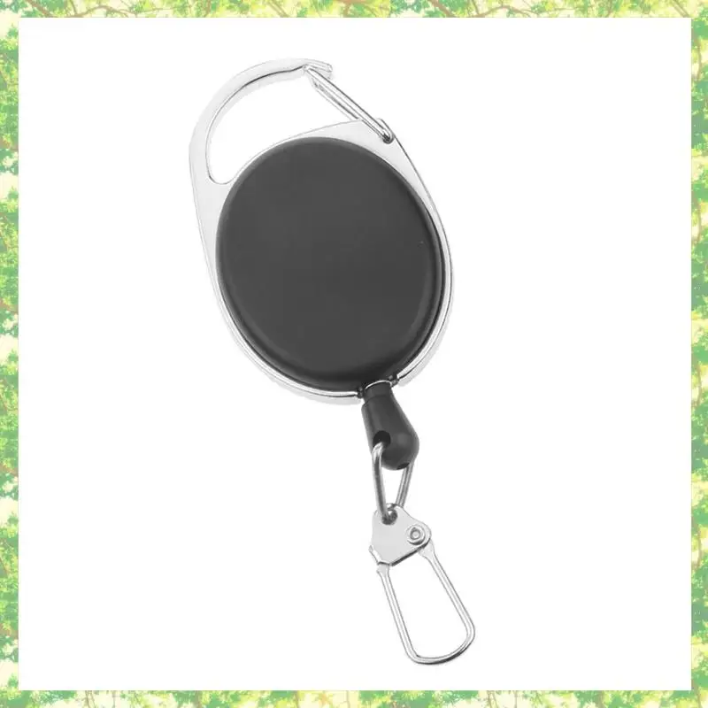 Smart-4X Heavy Duty Retractable Carabiner Badge Tinker Reels 60Cm Pull Wire With Key Ring Clip Black