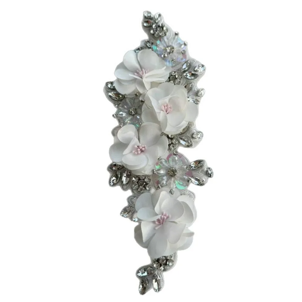 

Rhinestone Beaded Bead Lace Applique 3D Crystal Sparkling Glass Bead Rope Embroidery Patch Handsewn Sew-on Iron On