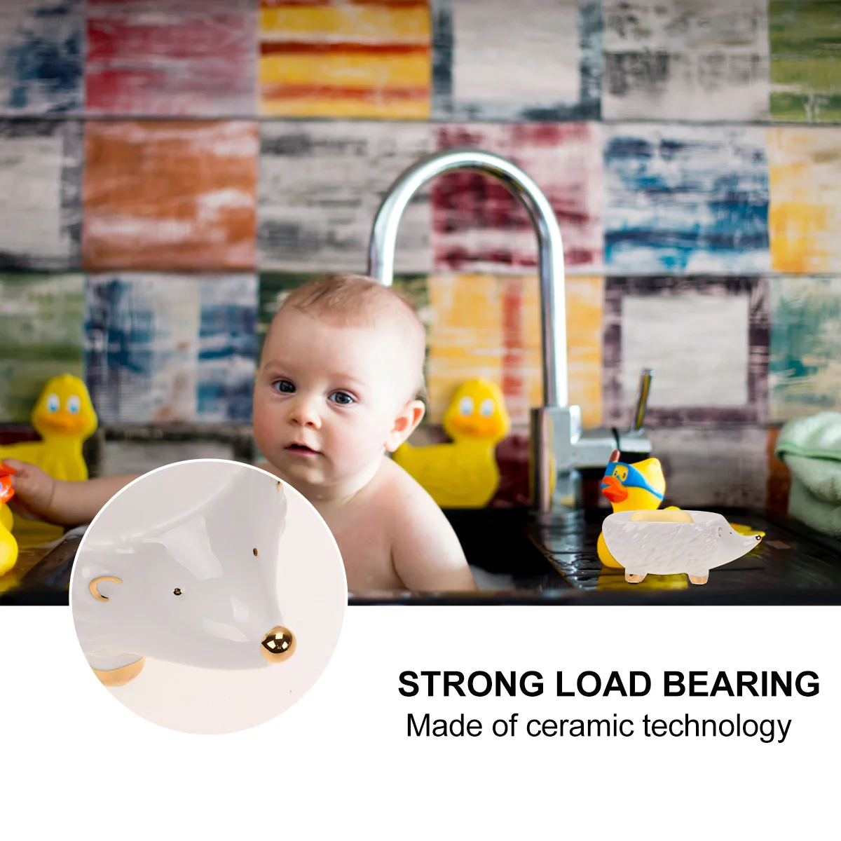 

Ceramic Soap Tray Hedgehog Design Non-Slip Drainage Holder for Bathroom Countertop Home Decoration Soap Box