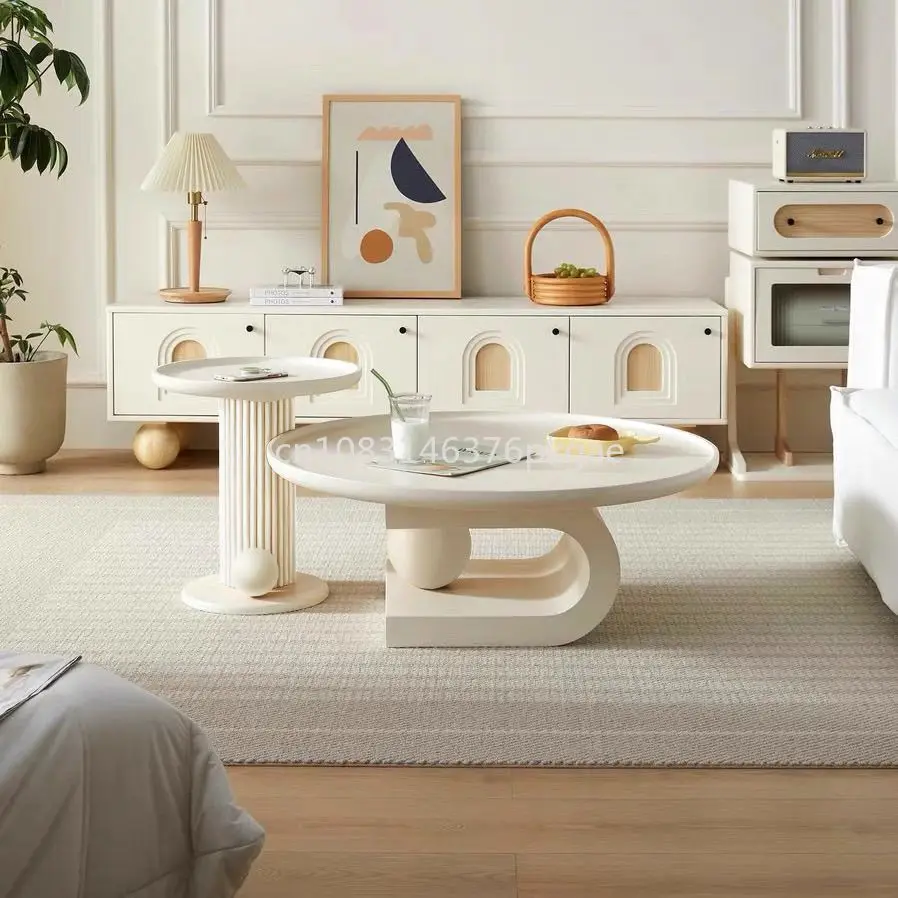 Modern Simple Cream Style Tea Table Combination Creative Living Room Household Furniture Coffee Table