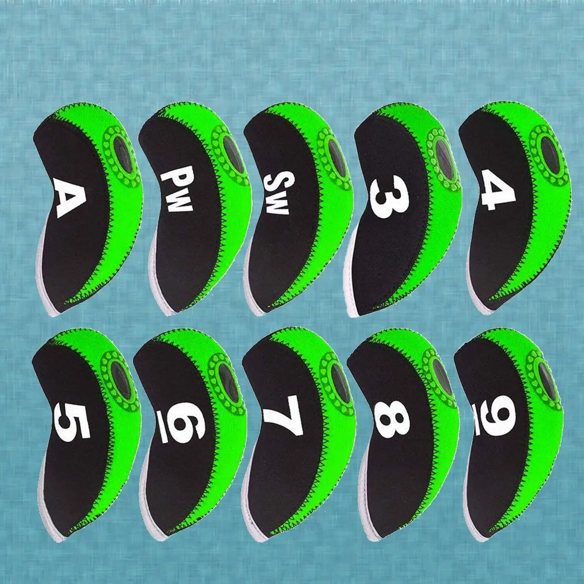 

10Pcs Neoprene Golf Club Iron Head Covers Protective Club Headcovers Putter Iron Covers Set Black Orange for Travel