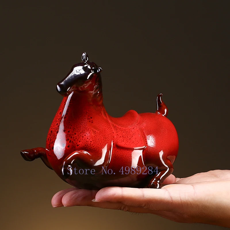 

Chinese Retro Handmade Ceramic Animal Statue Horse Simulation Animal Modern Home Decoration Accessories Ornaments Decor