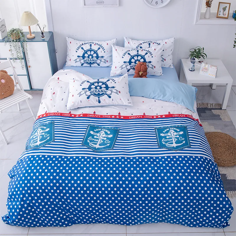

3D Printing Blue Ocean Bedding Set Nautical Theme Duvet Cover for Kids Teens Adults Bedroom Decor