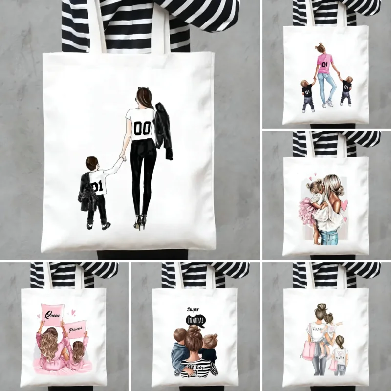 Mom Mama Mother Print Shopping Bag Graphic Women Eco Large-capacity Female Tote Bags Handbag Harajuku Shopper Bag Shoulder Bag