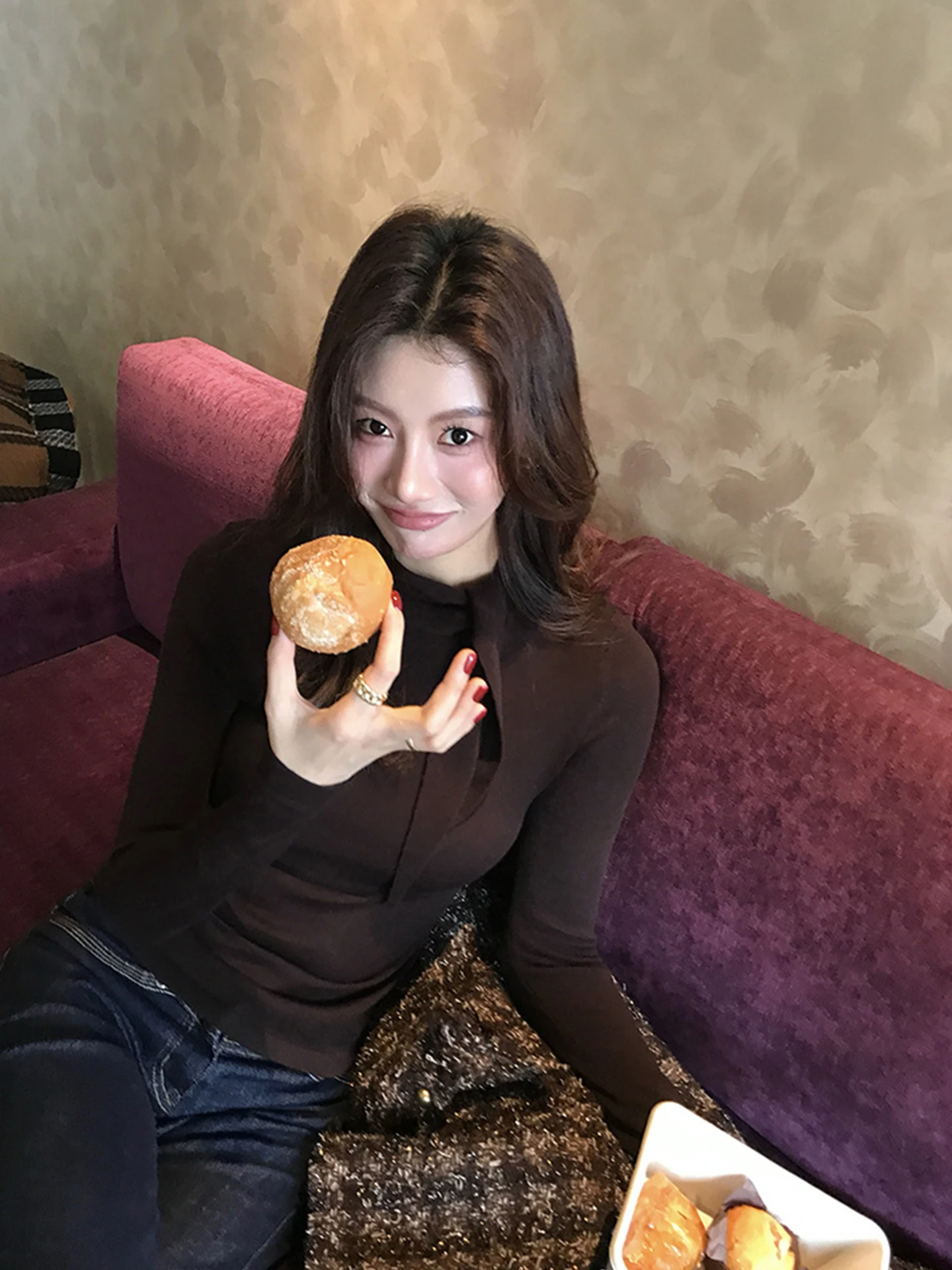 Slimming Long Sve Knitted Base Layer irt Women's Inner Wear  Color Overhead Sle Commute Faion Korean Version