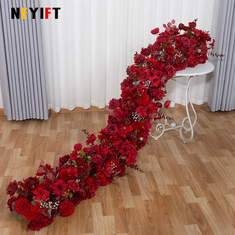 2M Artificial Flower Strip Wedding Arch Floral Arrangement Table Runner Party Backdrop Stage Sofa Salon Deco Prop Window Display