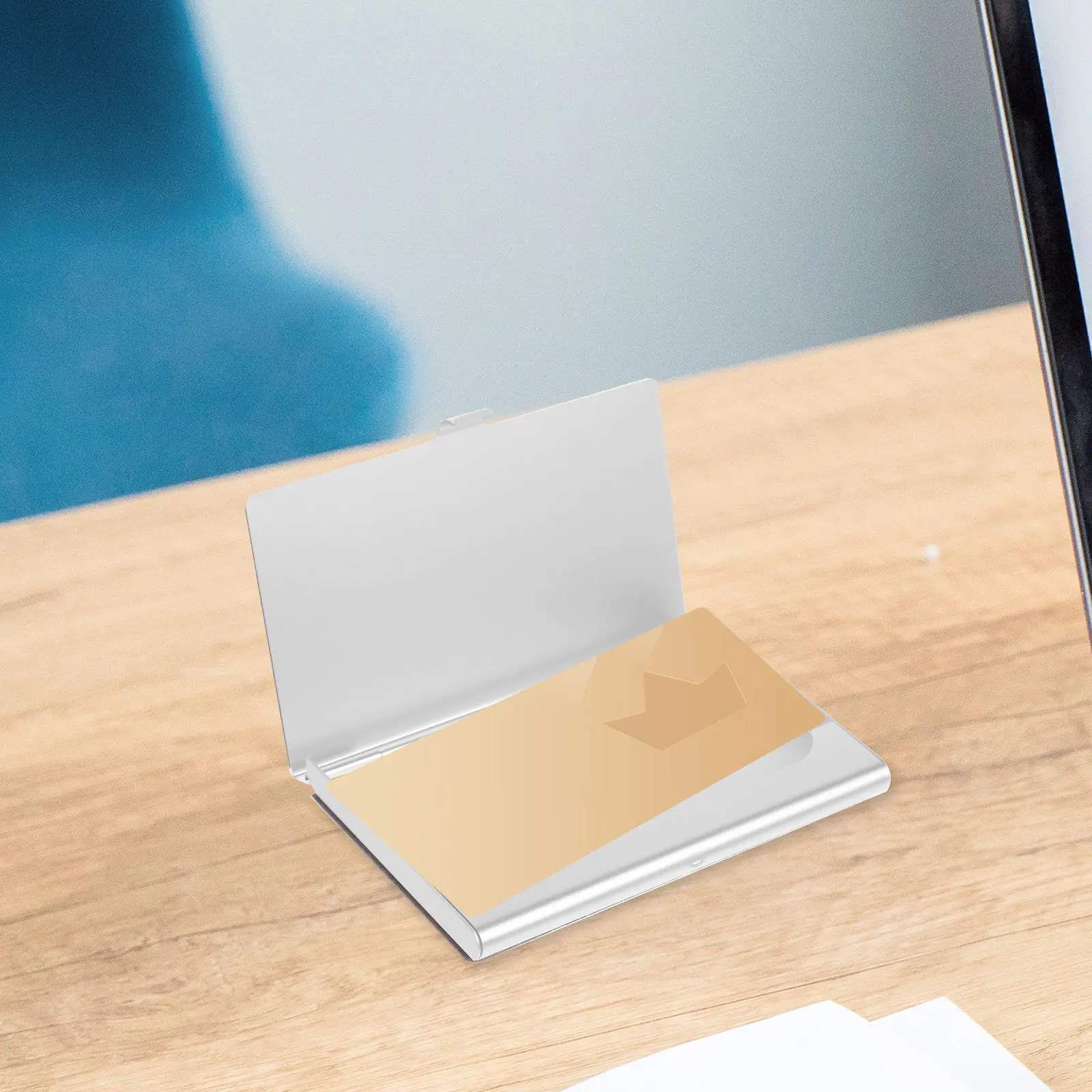 Compact Desktop Business Card Box Organizer for Office Use Portable Card Storage Case with Fine Workmanship Large Capacity Tidy
