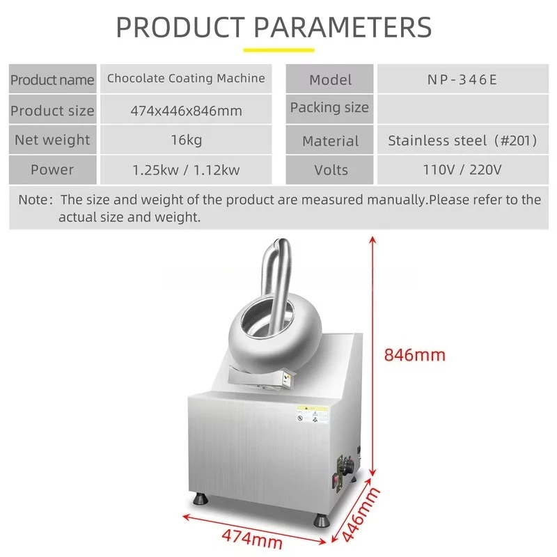 Small Mini 8L Chocolate Candy Peanut Sugar Chocolate Coating Machine  With Air Cooling and Bottom Heating System