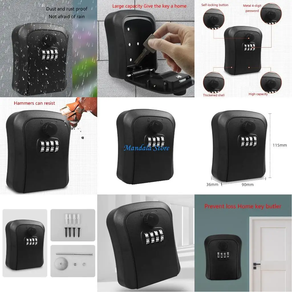 

U2JC Combination Wall Mount Lock Box Protect Box from Hammering Sawing Antirust