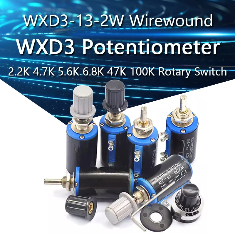 WXD3-13-2W 10K 100/220/470/680 ohm WXD3-13 2W Wirewound Multi-Turn Potentiometer 1K 2.2K 4.7K 5.6K 6.8K 47K 100K Rotary Switch