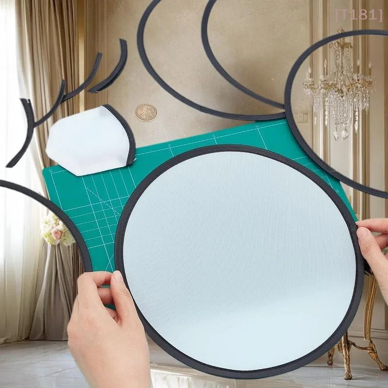 [E] Folding Fan Simple Circular Performance Portable Round Hand Woman Foldable Blank Handheld