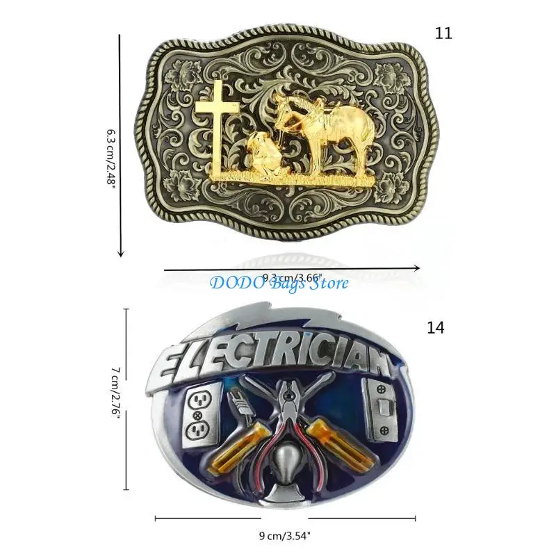 مشبك حزام معدني متعدد الأنواع بنمط تخفيف على شكل روك للبالغين #6