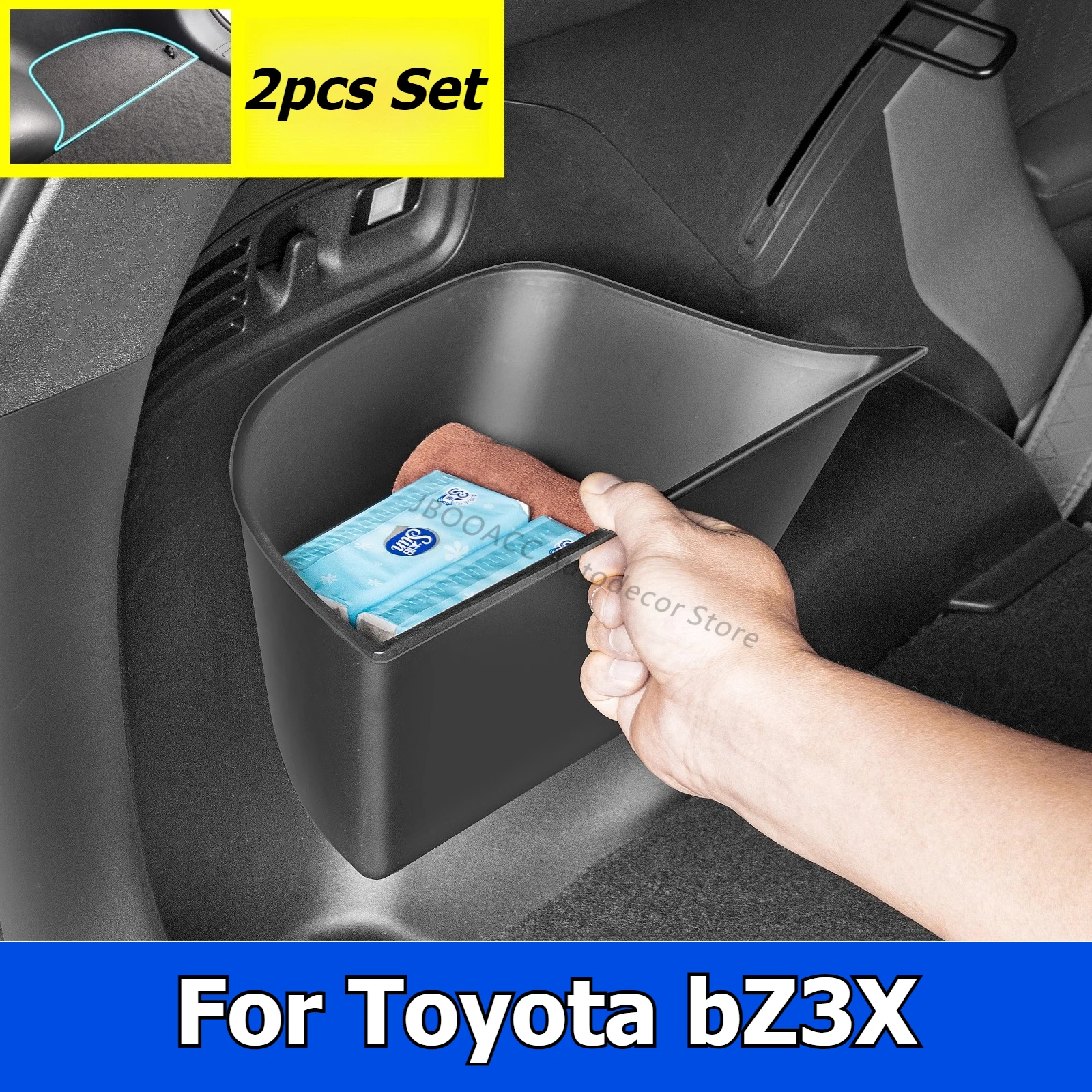 ‌For Toyota bZ3X 2024 2025 2026 Trunk Side Storage Box Cargo Compartment Organizer Bins Bucket TPE Carpet Lids Car Accessories