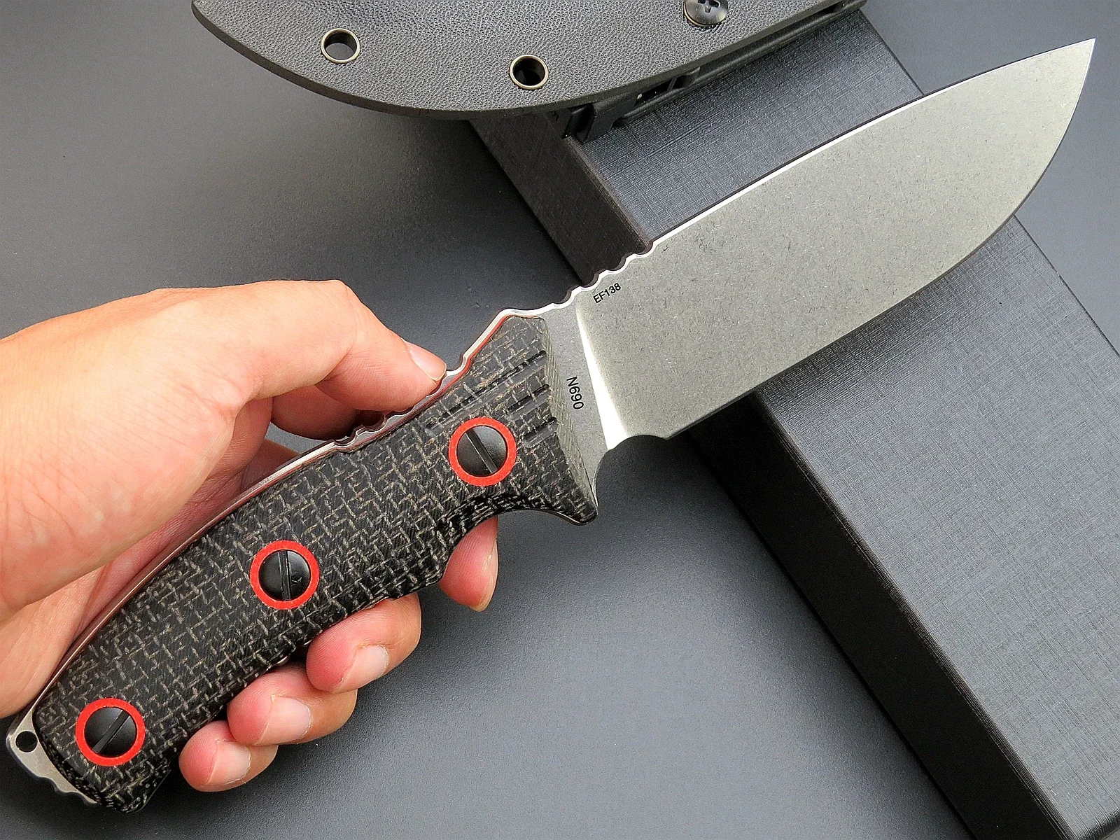 New Eafengrow EF138 Straight KnifesN690 Steel Blade Micarta Handle Full Tang EDC Fixed Blade Knife for Field Working Camping