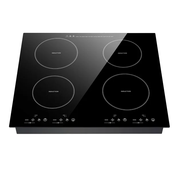 Built In Induction Cooktop, 4 Burners, 6600W, Touch Control, Ceramic Glass, Multi Function, Home RV Hotel, Waterproof, Easy Clea