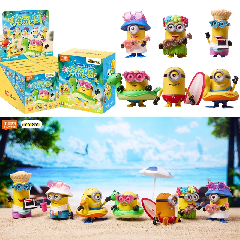 6 uds Original BLOKEES Despicable Me4 Minions muñeca amarilla Phil Carl Jerry caja ciega Tim the Minion modelo figura de acción juguetes regalo