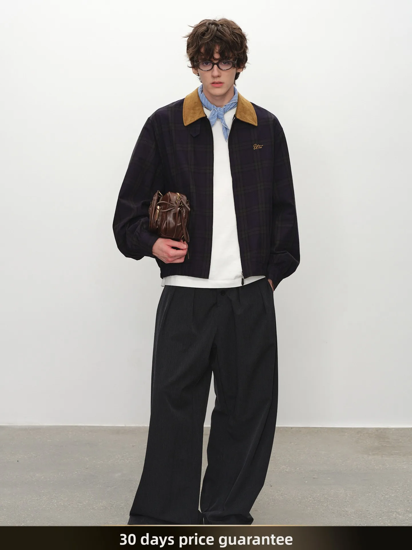 

Nted American Retro Color Blo Plaid Corduroy Collar Jaet Men's Casual Outerwear Autumn Season Youth Faion Cotton 00%