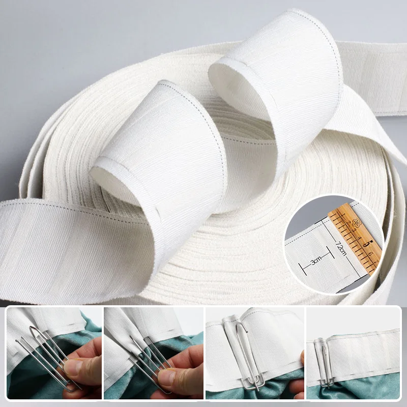 5/10/20 Meters White Pull Pleated Tape Use for Curtain Grommet Top Tape Pencil Pleat Hook Tape Curtain Accessories