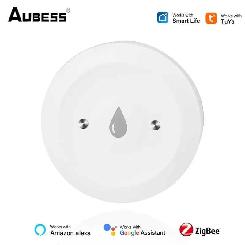 Aubess Tuya ZigBee Water Immersion Sensor Water Leak Detector Support Real-time,Scene linkage,Voice Control Alexa Google Home 