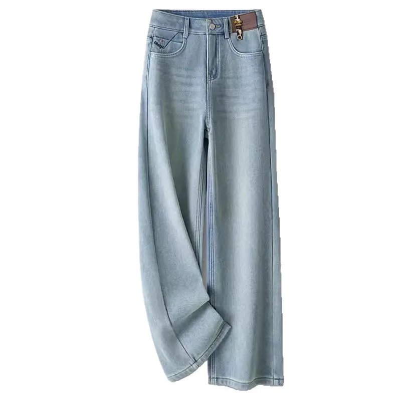 الخريف ضوء اللون جينز نحيل للنساء فضفاض تنوعا التخسيس صغيرتي السراويل المستقيمة #5